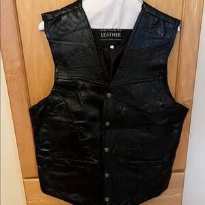 Genuine Leather Black Men's Vest